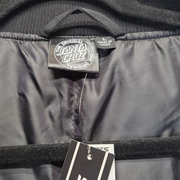 Santa Cruz Jacket Mens Large Varsity Bomber Snap Button Skateboard Polyester - Picture 5 of 11